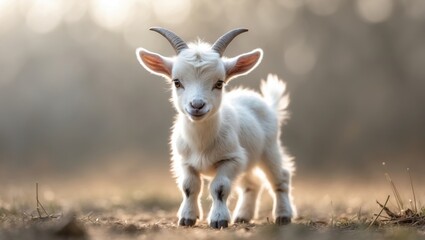 Obraz premium Charming white goat kid