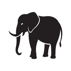 Fototapeta premium Elephant With Long Strong Tusks Silhouette