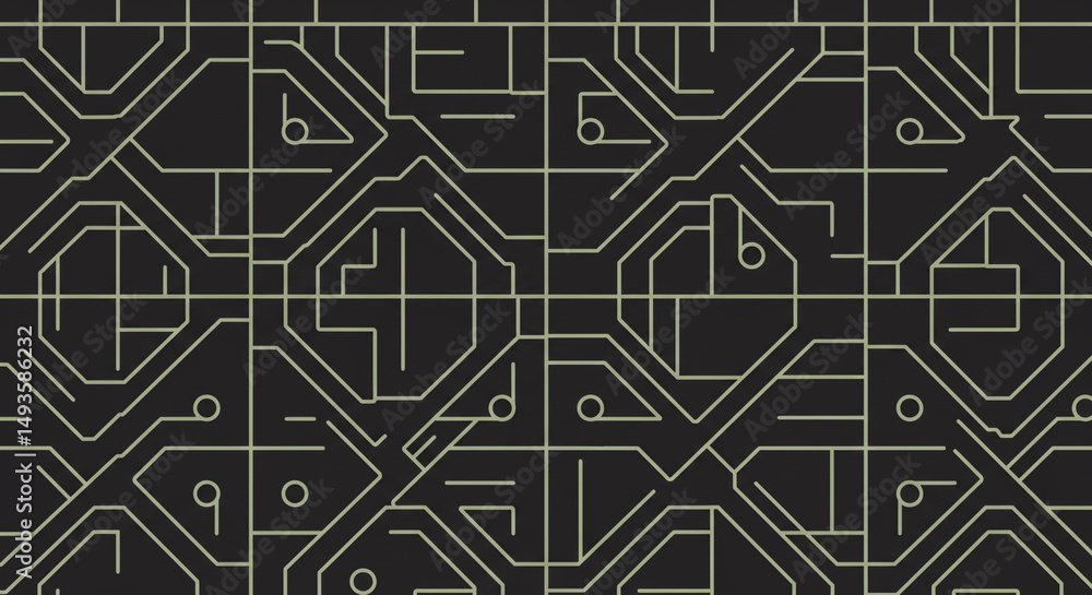 Poster elegant circuit board pattern, a seamless dark vector design with a modern feel
