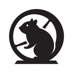 Hamster Running Inside Spinning Wheel Silhouette