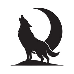 Husky Howling At The Moon Silhouette