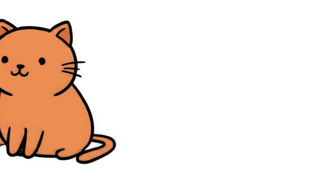 Whimsical cartoon cat with oversized ears and round body in playful clip art illustration