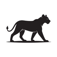 Obraz premium Lioness Walking Across Savanna Silhouette