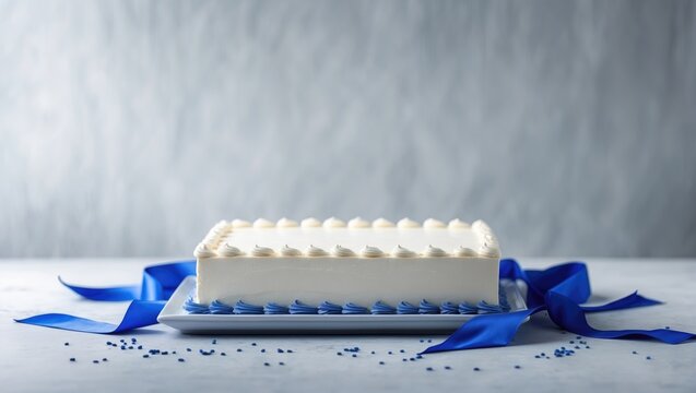 White and blue flat cake sheet for your celebration announcement