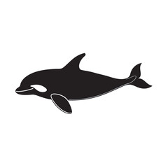 Orca Swimming With Pod Silhouette