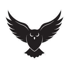 Owl Flying Through Night Sky Silhouette