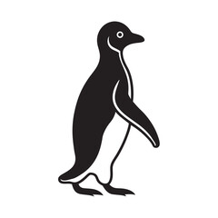 Naklejka premium Penguin Walking On Icy Surface Silhouette