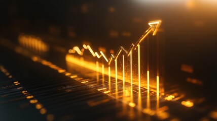 Digital Stock Market Growth Chart with Upward Arrow and Glowing Lines growth digital chart glowing