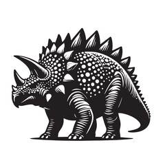 Black Color Ankylosaurus Silhouette Vector Illustration, Solid White Background. minimal vector design