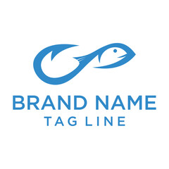 Abstract blue logo featuring a stylized fish with a distinctive tail. Modern and simple design suitable for seafood, fishing, or marine-related businesses seeking a clean mark.