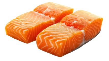  Salmon Fish slices Isolated on white transparent background