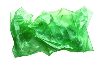 Shiny green plastic bag texture recycle material packaging waste garbage isolated on transparent background