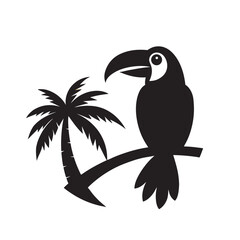 Toucan Perched On Tropical Branch Silhouette