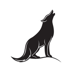Lone Wolf Howling At Full Moon Silhouette