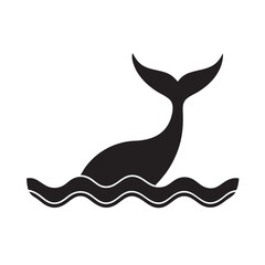 Whale Tail Splashing Above Water Silhouette