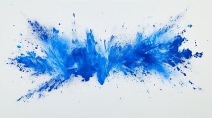 Obraz premium Blue powder bursts out on a white background. 