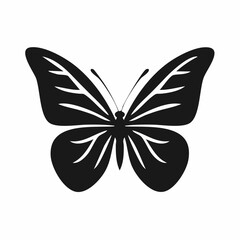 Flat 2D Silhouette of Butterfly with Spread Wings — Minimalist Vector