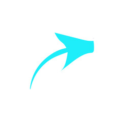 Curved arrow pointing right direction on white background