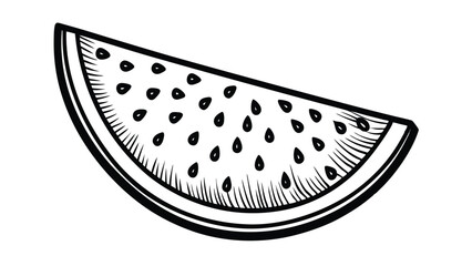 Silhouette of a slice of watermelon with visible seeds