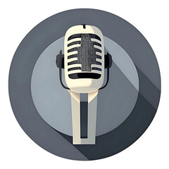 Vintage Microphone Icon in a Stylish Flat Design