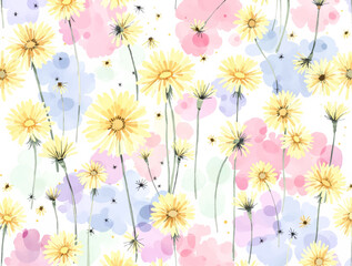 Colorful watercolor flower background, Seamless background Colorful flowers watercolor, seamless floral pattern	