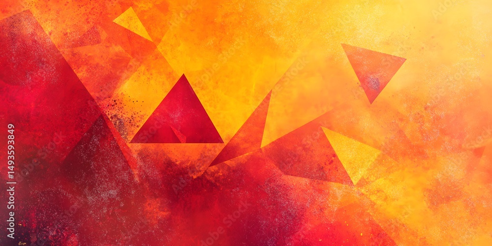 Poster abstract design with warm color triangles