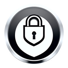 Secure Lock Icon on a Round Button