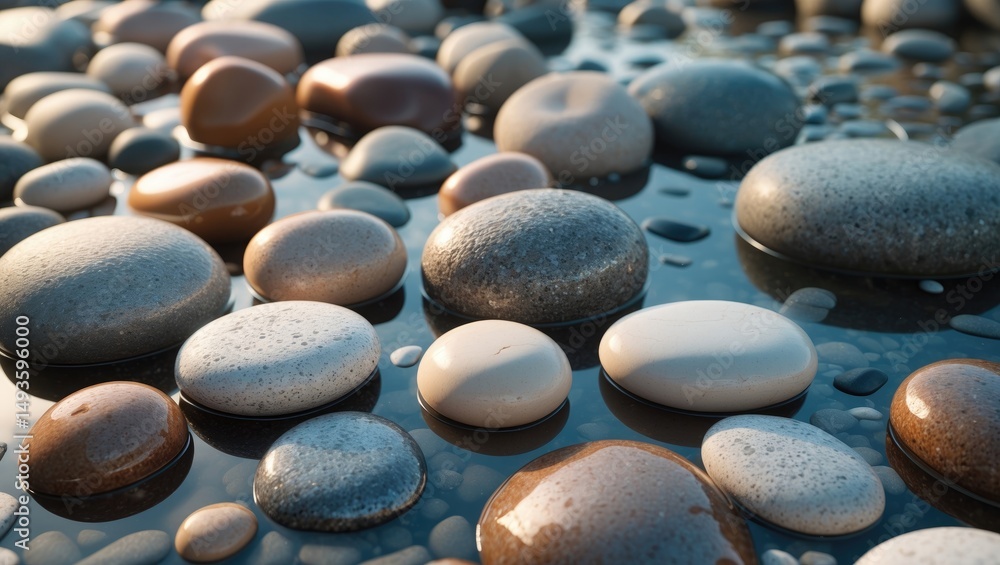 Poster background featuring round pebble stones.