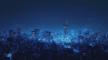 Obraz premium Futuristic Cityscape at Night Digital Art of a Vibrant Metropolis