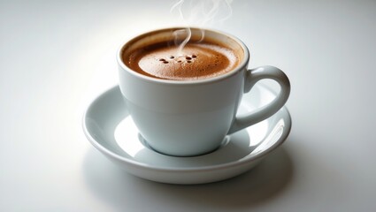 Obraz premium White background featuring a cup of coffee