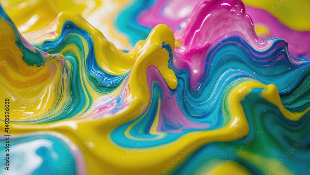 Poster modern art with fluid techniques: abstract colorful background and marble texture