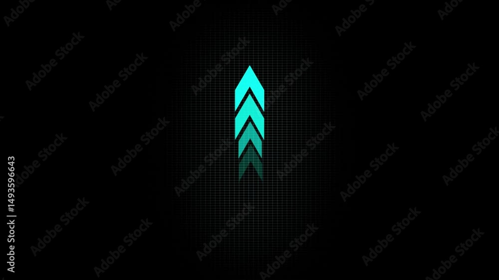 Aufkleber glowing cyan colored animation of sweep arrow icon. upward and transparent with pointing arrow icon 