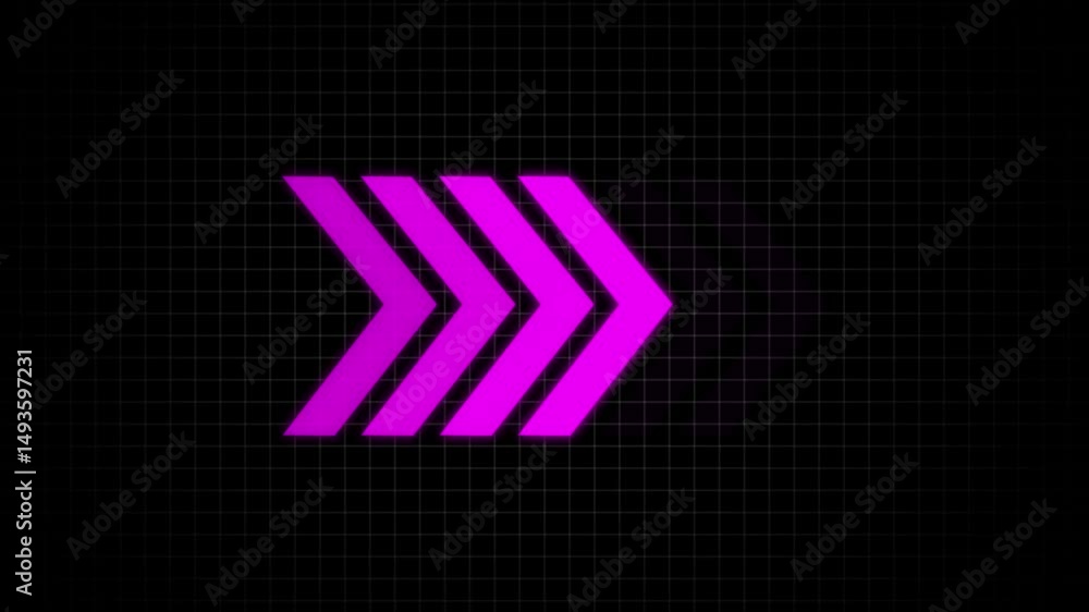 Poster abstract glowing beautiful color arrow loop animation video right direction icon concept animation. 