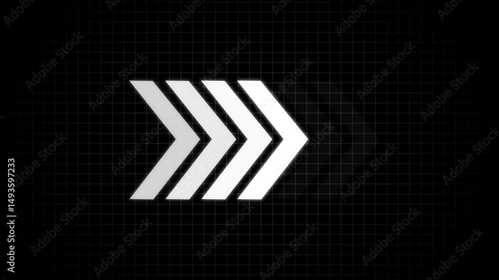 Poster abstract glowing beautiful color arrow loop animation video right direction icon concept animation. 