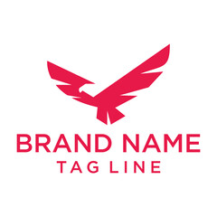 Abstract red logo featuring a stylized eagle in flight with outstretched wings. Modern and powerful design suitable for security, aviation, or sports brands seeking a strong symbol.