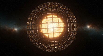 Dyson Sphere Concept Around Star – Futuristic Sci-Fi Megastructure in Deep Space