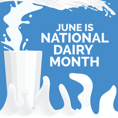  June is National Dairy Month vector logo