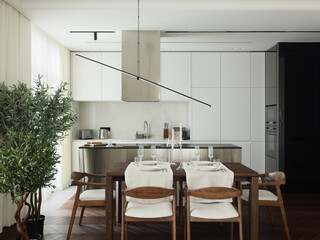 Stylish Modern Kitchen and Dining Area Featuring Elegant and Thoughtful Design Elements