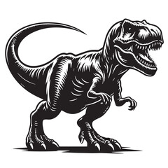 Black Color Tyrannosaurus rex Silhouette Vector Illustration, Solid White Background. minimal vector design