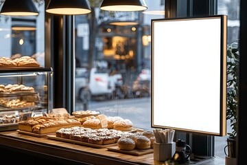 Empty advertising board tailored for bakeries and confectioneries.