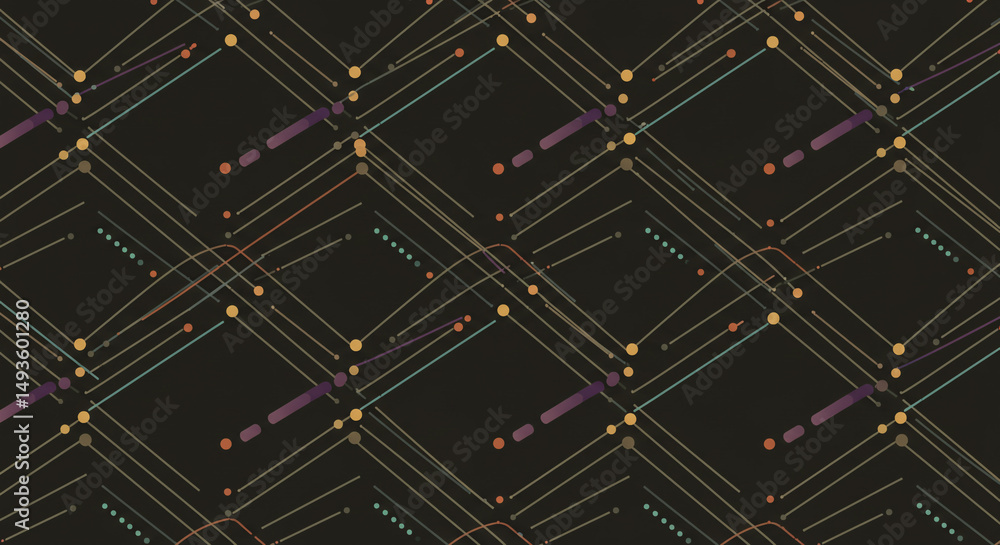 Poster elegant geometric pattern with intersecting lines and diamond shapes, vintage style