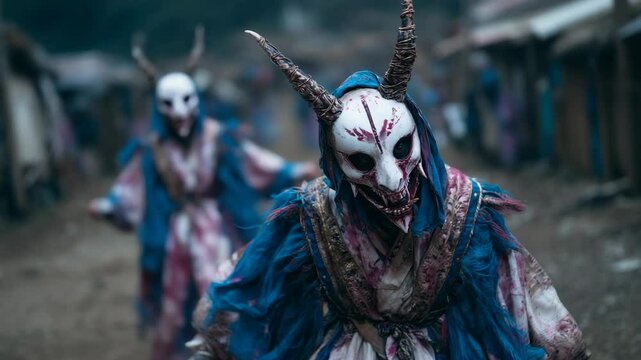Demon dancers perform wild ritual in terrifying Japanese countryside festival