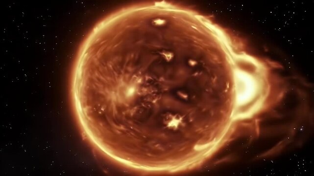 High-resolution animation of the surface of the sun, showing intense solar activity.