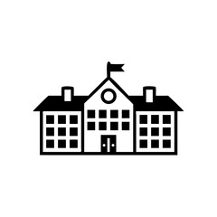 Fototapeta premium Retro School Building Vector – Black Outline of Classic Academic Structure