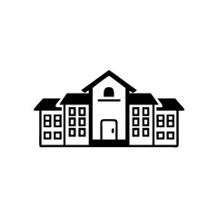 Traditional Famous European School silhouette.   Historic Schoolhouse Silhouette , simple Old Style Educational Building Vector Art
