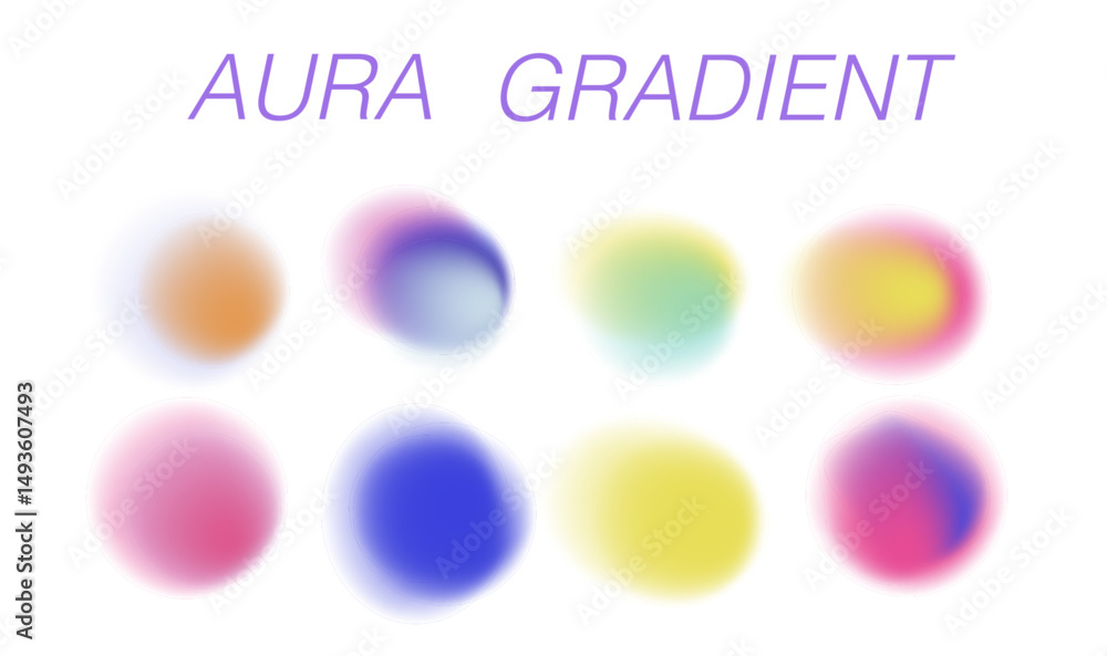 Aufkleber soft glowing gradient shapes in pastel tones, representing the current trendy aura gradient and ethe