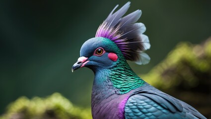 Up-close view of Victoria Crowned Pigeon with focus