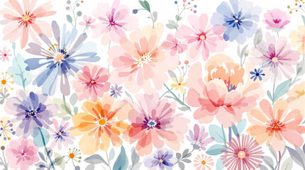 Seamless floral pattern watercolor, Pink watercolor flowers background © Flower