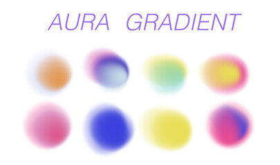 Soft glowing gradient shapes in pastel tones, representing the current trendy aura gradient and ethereal digital art style.