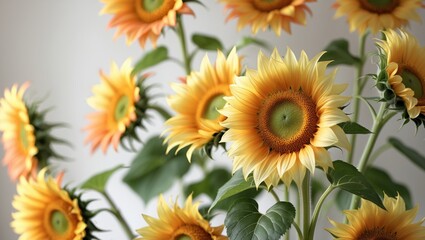 Obraz premium Bright composition of sunflowers. Quality image with selective focus